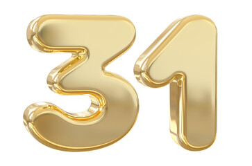 3d number 31 gold