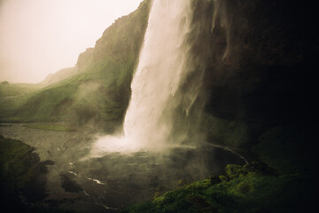 Fototapeta na wymiar Wasserfall Iceland Island Natur