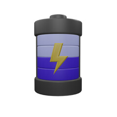 3d battery charge icon illustration isolated