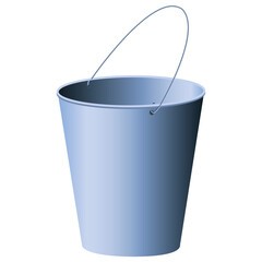 Metal bucket with handle isolated on white background. Design element.