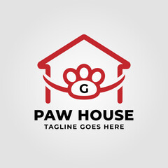 letter G paw house vector logo design element