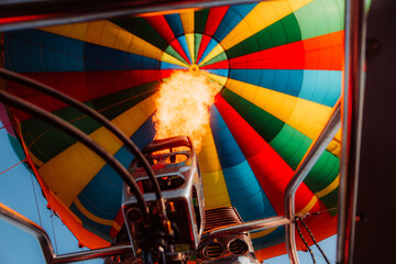 hot-air balloon inside flame fire