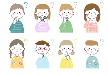 疑問に思う子どもたちのアイコン　男の子　女の子