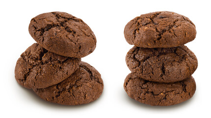 chocolate cookies isolated on white background with full depth of field