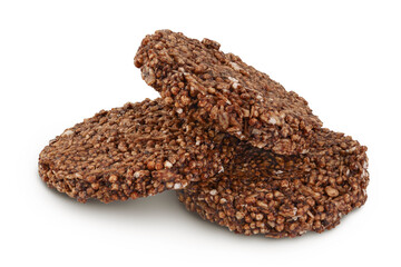 amaranth cookies with carob isolated on white background with full depth of field. Healthy food.
