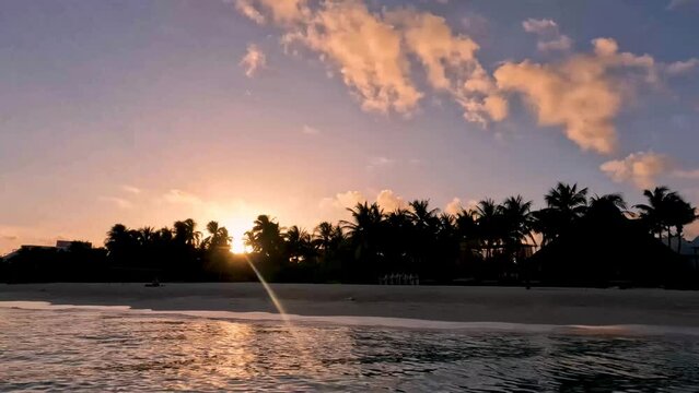 4k video of Playa Norte at sunrise on Isla Mujeres, Mexico