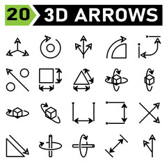 Fototapeta premium Arrows icon set include orientation, arrows, direction, pointer, rotate, right, update, triple, turning, navigated, angle, degrees, dimension, increase, percentage, profit, square, distance