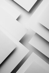 White abstract geometric background with fly white surfaces as monochrome stylish pattern with triangles, corners, inclined stripes, lines and shadows in elegant simple modern minimal style, vertical. - obrazy, fototapety, plakaty
