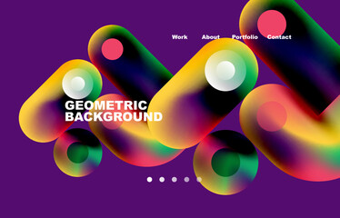 Website landing page abstract geometric background. Circles and round shapes. Web page for website or mobile app wallpaper