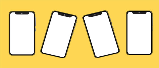 Smartphone vector image on  yellow background.