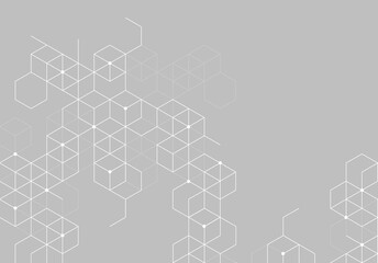 Blockchain concept banner with abstract geometric polygonal with connecting dots and lines. Science and technology background. Vector illustration