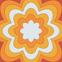 Abstract retro hippie groovy background. Vintage psychedelic pattern 60s 70s style. Cartoon vector illustration for cover, card, brochure, social media design template, print, poster