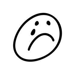 Cartoon cry smile emoticon symbol, icon doodle