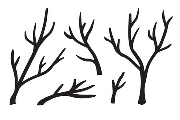 Fototapeta premium Branches hand drawn set. Branch Ink illustration. Design element.