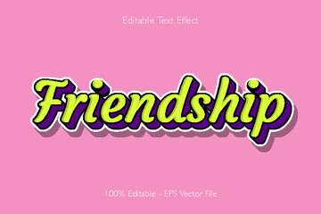 Friendship Editable Text Effect 3 D Emboss Flat Style Design