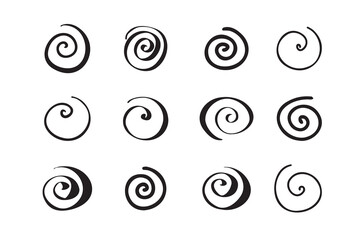 Spiral illustration set. Doodle collection hand drawn style vector