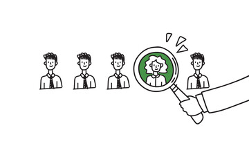  Doodle business concept. Job candidate selection, office interview, employee search. 