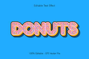 Donuts Editable Text Effect 3 D Emboss Flat Style Design