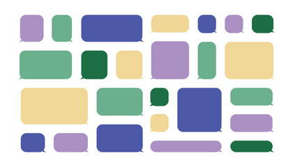 Colorful speech bubbles set. Rectangle square shape