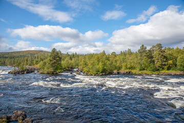 River landscape in Lapland Finland
