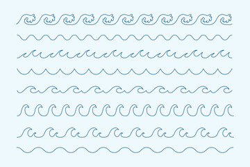 Waves curve line style sea pattern borders
