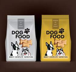 Dog food packaging design.Illustration vector