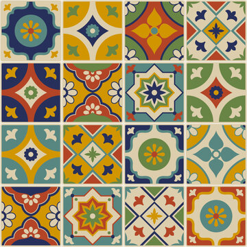 Colorful azulejos traditional tiles background