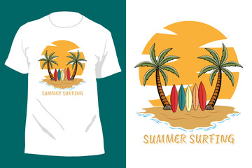 Summer Surfing T Shirt Design Retro Vintage