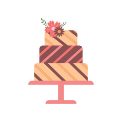 Wedding cake isolated on white background. Dessert vector design illustration