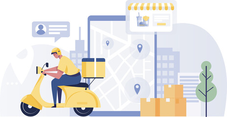 Motorcycles deliver parcels online.