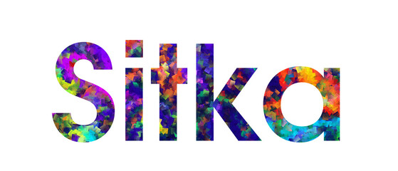Sitka text design, a name of a city in colorful typography