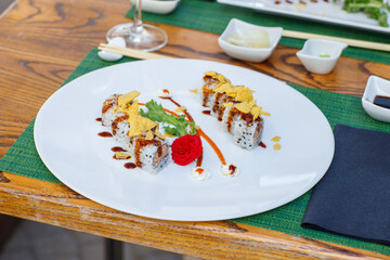 epicure, isolated, snack, tradition, vegetable, sushi, food, fish, seafood, meal, chopstick, dinner, rice, salmon, sashimi, horizontal, japanese, photography, lunch, freshness, color image, japanese f