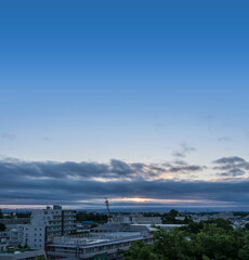 朝日　朝焼け　朝　夜明け　都会の朝　住宅街の朝