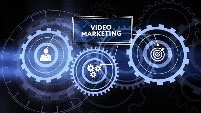 Video marketing and advertising concept on screen.  Business, Technology, Internet and network concept.