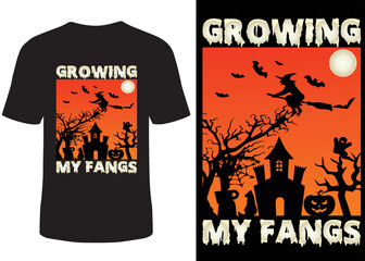 Growing my fangs Halloween t-shirt design