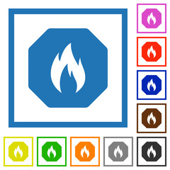 Octagon shaped natural gas sanction sign solid flat framed icons