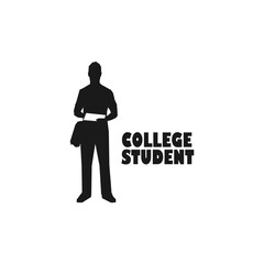 Male college student logo. Courier icon, sign or symbol simple vector silhouette illustratoin.