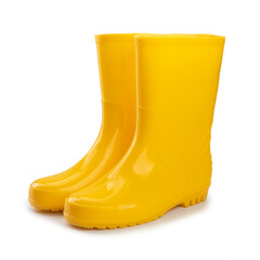 yellow rubber boots isolated on white background