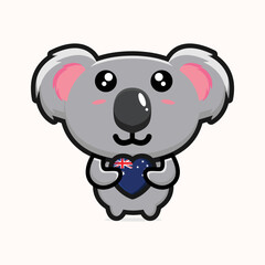 cute koala design holding australia country heart