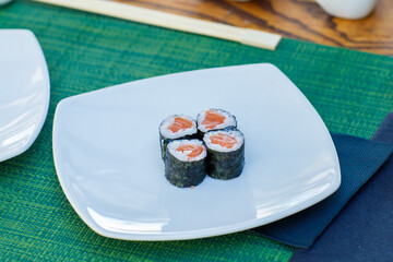 sushi, food, fish, seafood, meal, sashimi, dinner, horizontal, photography, lunch, freshness, rice, chopstick, salmon, raw food, japanese, color image, plate, tuna, japanese food, maki, seaweed, close