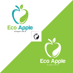 Fresh Apple Logo Template Green and white background 