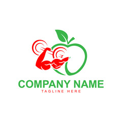 Nutrition Logo, Apple Logo, Muscle Logo, Fitness Gym Logo, Apple With Muscle - Nutrition for fitness Logo Template,