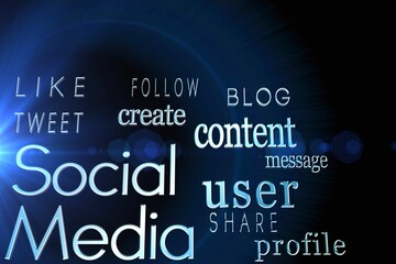 Obraz premium Social media words on black background