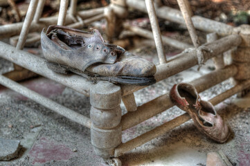 Italy, September 2022. Urbex. Old dilapidated walker in an abandoned house hdr.
