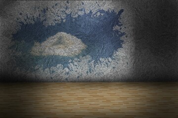 Splash on wall revealing bright sky