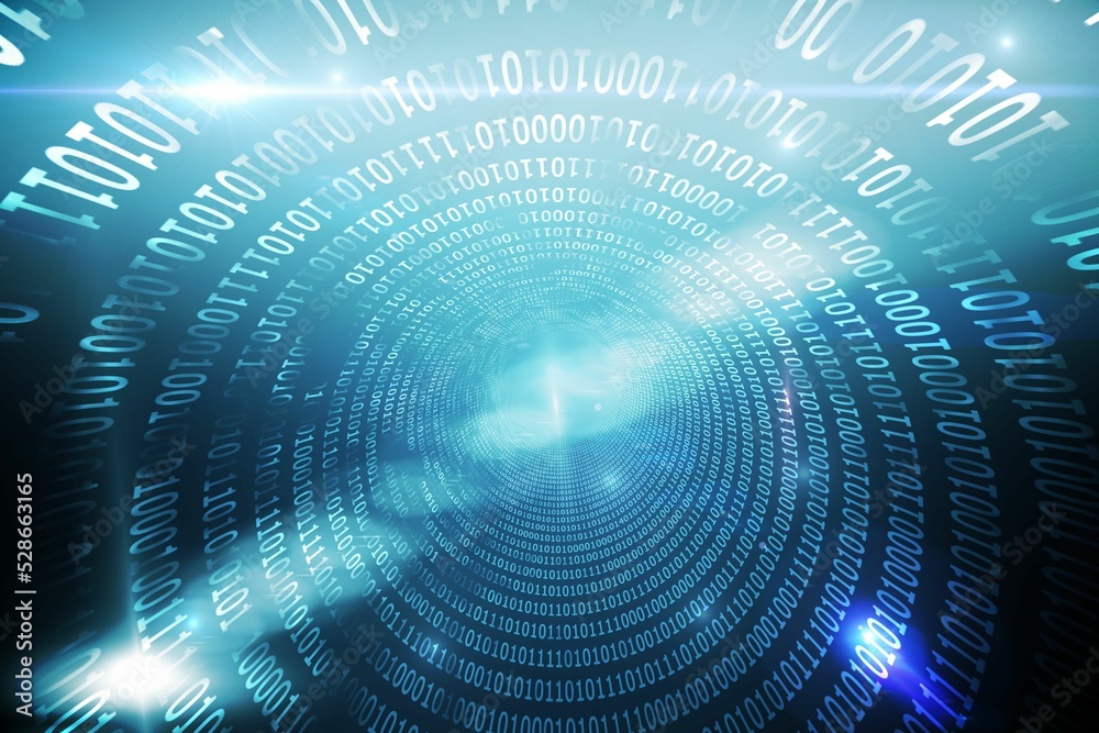 Poster spiral of shiny binary code