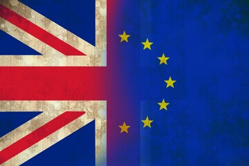 EU flag and Great britain flag