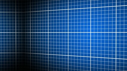 White grid on blue background