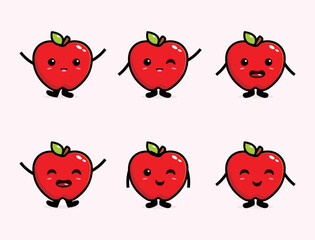 Kawai sweet fresh apple fruit cute expression design