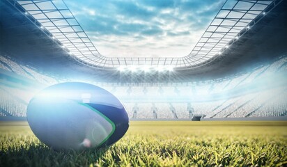Rugby ball in stadium